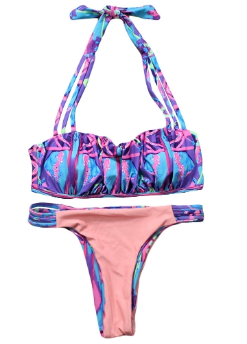 Sexy Women Strappy Halter Bikini Set Contrast Print Backless Low Waist Cutout Thong Biquini Swimwear Swimsuit
Sexy Women Strappy Halter Bikini Set Contrast Print Backless Low Waist Cutout Thong Biquini Swimwear Swimsuit
