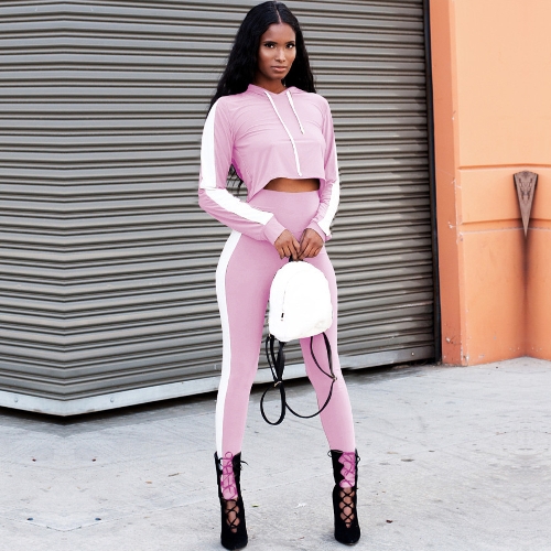 Women Sport Set Crop Hoodies Pants Long Sleeves Splicing Side Tights Gym Fitness Casual Two Pieces
Women Sport Set Crop Hoodies Pants Long Sleeves Splicing Side Tights Gym Fitness Casual Two Pieces