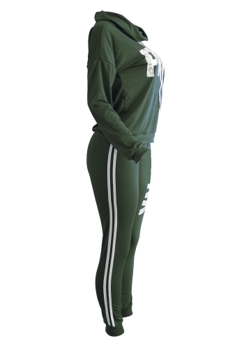 Women Sport Set Sweatershirt Pants Letter Print Turtleneck Splicing Side Women Sport Set Sweatershirt Pants Letter Print Turtleneck Splicing Side