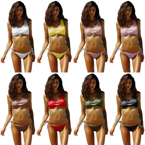 Women Bikini Set Ribbed Knotted Front Tied Waist Padded Two Pieces Swimsuit Swimwear
Women Bikini Set Ribbed Knotted Front Tied Waist Padded Two Pieces Swimsuit Swimwear