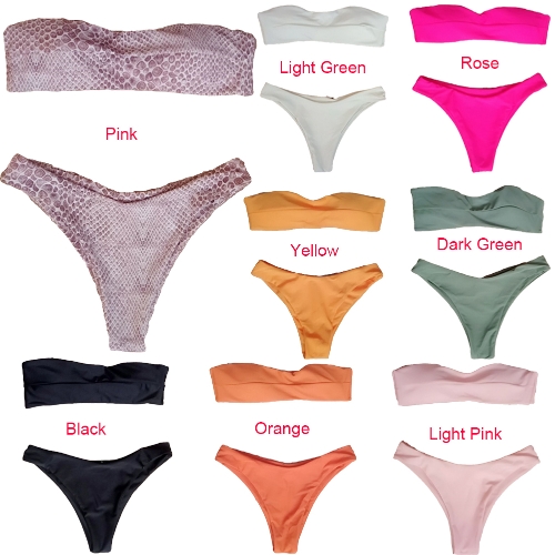Women Bikini Set Strapless Bandeau Solid Color Leopard Print Padded Low Waist Tie Sexy Two Piece Swimwear
Women Bikini Set Strapless Bandeau Solid Color Leopard Print Padded Low Waist Tie Sexy Two Piece Swimwear