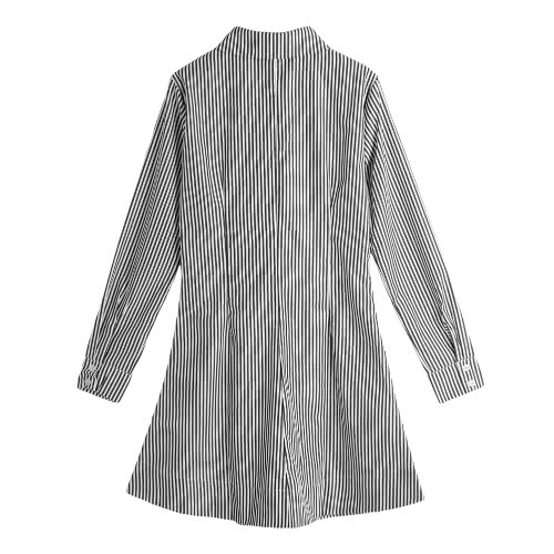 Women Shirt Dress Vertical Striped Turn-Down Collar Long Sleeve Button Casual Blouse Mini Dress Blue/Black/Red
Women Shirt Dress Vertical Striped Turn-Down Collar Long Sleeve Button Casual Blouse Mini Dress Blue/Black/Red
