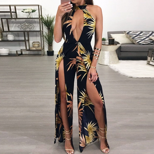 Sexy Women High Split Bodysuit Jumpsuit