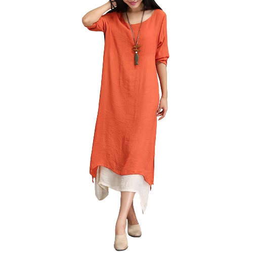 Women Cotton Linen Vintage Dress Contrast Double Layer Casual Loose Boho Long Plus Size Retro Maxi Dress
Women Cotton Linen Vintage Dress Contrast Double Layer Casual Loose Boho Long Plus Size Retro Maxi Dress