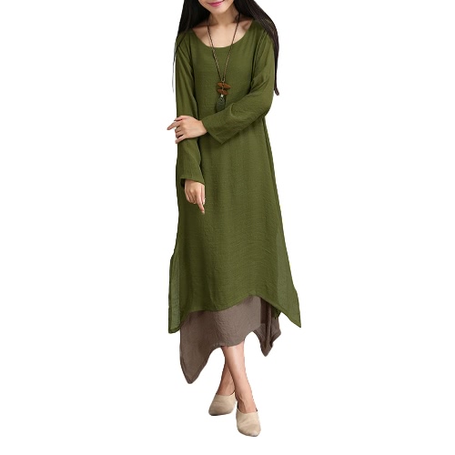 Women Cotton Linen Vintage Dress Contrast Double Layer Casual Loose Boho Long Plus Size Retro Maxi Dress
Women Cotton Linen Vintage Dress Contrast Double Layer Casual Loose Boho Long Plus Size Retro Maxi Dress