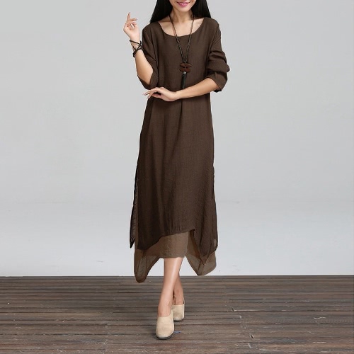 Women Cotton Linen Vintage Dress Contrast Double Layer Casual Loose Boho Long Plus Size Retro Maxi Dress
Women Cotton Linen Vintage Dress Contrast Double Layer Casual Loose Boho Long Plus Size Retro Maxi Dress