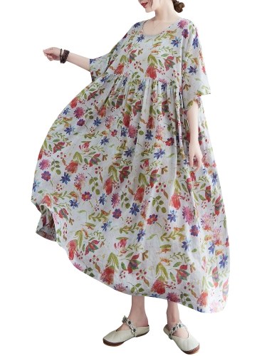 Women Loose Dress with Pockets Vintage Printed Half Sleeve Casual Holiday Beach Dress
Women Loose Dress with Pockets Vintage Printed Half Sleeve Casual Holiday Beach Dress