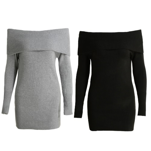 Winter Women Off Shoulder Knitted Bodycon Dress Long Sleeve Autumn Sexy Party Short Dress Black/Grey
Winter Women Off Shoulder Knitted Bodycon Dress Long Sleeve Autumn Sexy Party Short Dress Black/Grey