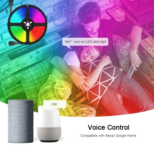 Wi-Fi RGB LED Strip Lights Waterproof 32.8ft 300 LEDs with IR Remote Control & Wi-Fi Controller Smart APP & Voice Control & Timer Color Changing 5050 LED Lights for Room Ceiling Party (DC 12V/ 6A)
Wi-Fi RGB LED Strip Lights Waterproof 32.8ft 300 LEDs with IR Remote Control & Wi-Fi Controller Smart APP & Voice Control & Timer Color Changing 5050 LED Lights for Room Ceiling Party (DC 12V/ 6A)