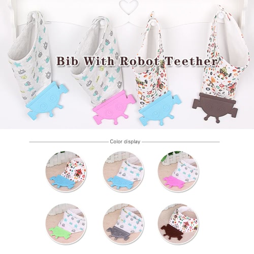 Comfortable Soft Baby Silicone Saliva Pocket Feeding Teethers Bibs BPA Free Infant Toddlers Cotton Teething Towel Cute Robot-shape Comfortable Soft Baby Silicone Saliva Pocket Feeding Teethers Bibs BPA Free Infant Toddlers Cotton Teething Towel Cute Robot-shape