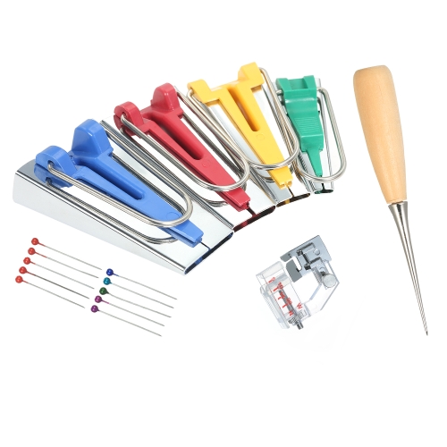 4pcs Bias Tape Makers + Binder Foot / Pins / Sewing Awl 6mm / 12mm / 18mm / 25mm Набор инструментов для изготовления ленты для тка
4pcs Bias Tape Makers + Binder Foot / Pins / Sewing Awl 6mm / 12mm / 18mm / 25mm Набор инструментов для изготовления ленты для тка