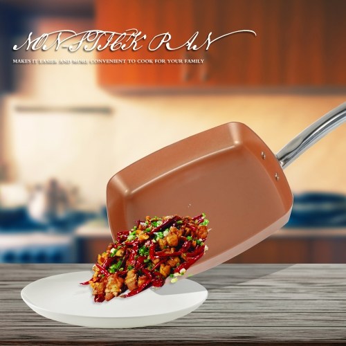 Saucepan Square Copper Fry Pan Frying Ovenware (18.5 * 10.2 * 2.36 inch) Saucepan Square Copper Fry Pan Frying Ovenware (18.5 * 10.2 * 2.36 inch)