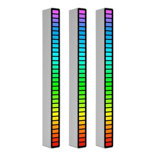 

RGB Sound Control Rhythm Lights 32 LED 18 Colors Audio Spectrum Mode 5 Levels of Speed 4 Levels of Brightness TYPE-C USB Portable Voice Activated Atmosphere Light for Car Gaming Room Decoration Desktop DJ Studio Black