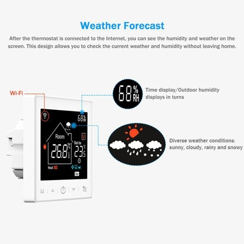 WIFI Smart Boiler 3A Термостат с приложением и голосовым управлением 3,5-дюймовый ЖК-дисплей Интеллектуальный программируемый термостат Блокировка от детей
WIFI Smart Boiler 3A Термостат с приложением и голосовым управлением 3,5-дюймовый ЖК-дисплей Интеллектуальный программируемый термостат Блокировка от детей