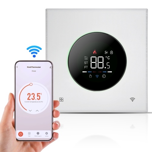 Smart Thermostat for House Water Electric Heating Water Gas Boiler WiFi AC Thermostat with APP/Voice Control VA Digital Touch Screen Colorful Light and Adjustable Knob 5+1+1 Weekly Programming Mode
Smart Thermostat for House Water Electric Heating Water Gas Boiler WiFi AC Thermostat with APP/Voice Control VA Digital Touch Screen Colorful Light and Adjustable Knob 5+1+1 Weekly Programming Mode