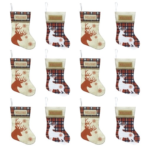 Small Christmas Stocking 12 Pcs Xmas Tree Stocking Ornaments Decorations 7'' Reindeer Plaid Hanging Socks for Christmas Fireplace Decor
Small Christmas Stocking 12 Pcs Xmas Tree Stocking Ornaments Decorations 7'' Reindeer Plaid Hanging Socks for Christmas Fireplace Decor
