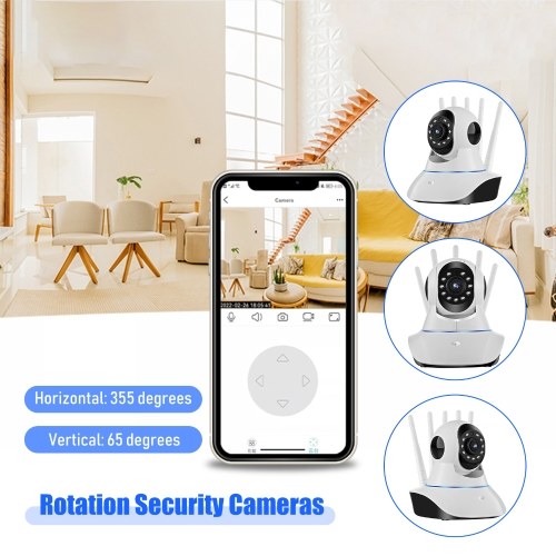 

1080P Security Cameras 360°Rotation Baby Monitor Home Video Surveillance with 10m Night Vision Two Way Talk Motion Detection for Baby Elderly Pet Monitoring