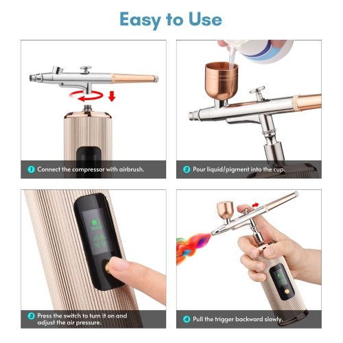 Portable Airbrush Kit with Compressor Handheld Cordless Air Brush Pen with LCD Screen Dual-Action 3-level Adjustable Pressure Built-in Battery for Painting Model Coloring Nail Art Makeup Cake Decorating
Portable Airbrush Kit with Compressor Handheld Cordless Air Brush Pen with LCD Screen Dual-Action 3-level Adjustable Pressure Built-in Battery for Painting Model Coloring Nail Art Makeup Cake Decorating