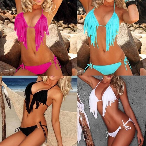 New Sexy Tassel Fringe Bikini Set Swimwear Beachwear Swimsuit Padded Tie-halter Triangle Top Blue
New Sexy Tassel Fringe Bikini Set Swimwear Beachwear Swimsuit Padded Tie-halter Triangle Top Blue