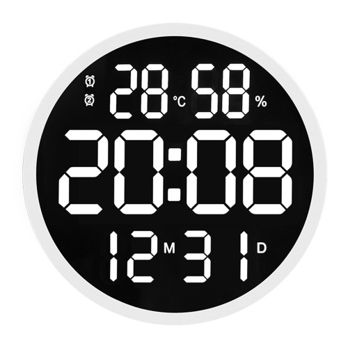 12 Inch Round Silent Electronic Clock Large Font Digital Display Temperature Humidity Date Calendar Simple Wall Clock
12 Inch Round Silent Electronic Clock Large Font Digital Display Temperature Humidity Date Calendar Simple Wall Clock