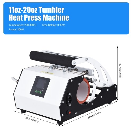 

220V Tumbler Heat Press Machine for 11oz-20oz Sublimation Straight Blank Skinny Tumblers Mugs Glass DIY Mug Cup Heat Transfer Print with Temperature Time Setting