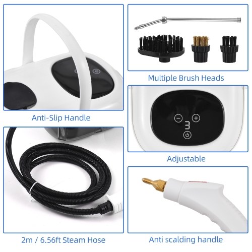 2500W High Pressure Steam Cleaner High Temperature Pressurized Steam Cleaning Machine 1100ml 3 Bar Portable Handheld Steam Cleaners with 3 Brush Heads for Home Use / Car Detailing
2500W High Pressure Steam Cleaner High Temperature Pressurized Steam Cleaning Machine 1100ml 3 Bar Portable Handheld Steam Cleaners with 3 Brush Heads for Home Use / Car Detailing