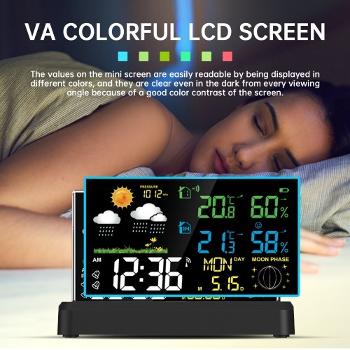 Positive display high-definition digital electronic alarm clock Indoor and outdoor thermometer and hygrometer Weather forecast radio wave wireless weather clock
Positive display high-definition digital electronic alarm clock Indoor and outdoor thermometer and hygrometer Weather forecast radio wave wireless weather clock