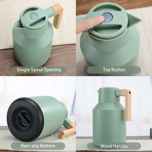 1L Thermal Coffee Carafe Double Walled Thermal Carafe Thermos Pot With Wood Handle Water Kettle Insulated Flask Tea Carafe Keeping Hot Cold
1L Thermal Coffee Carafe Double Walled Thermal Carafe Thermos Pot With Wood Handle Water Kettle Insulated Flask Tea Carafe Keeping Hot Cold