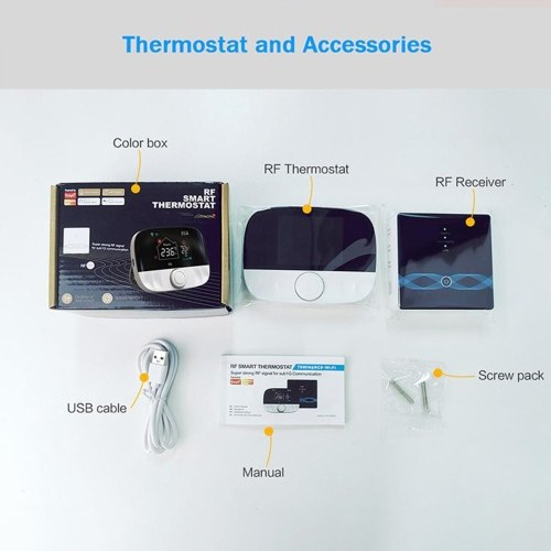 WIFI Smart Boiler Thermostat with Application & Voice Control Colorful LCD Display Intelligent Thermostat Digital Programmable Room Thermostat
WIFI Smart Boiler Thermostat with Application & Voice Control Colorful LCD Display Intelligent Thermostat Digital Programmable Room Thermostat