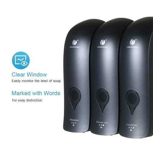CHUANGDIAN Manual Soap Dispenser 3 Chamber x 300ml/ 10.2oz Wall Mounted Liquid Shampoo Box Shower Gel Hand Soap Dispensers for Kitchen Bathroom Home Hotel
CHUANGDIAN Manual Soap Dispenser 3 Chamber x 300ml/ 10.2oz Wall Mounted Liquid Shampoo Box Shower Gel Hand Soap Dispensers for Kitchen Bathroom Home Hotel