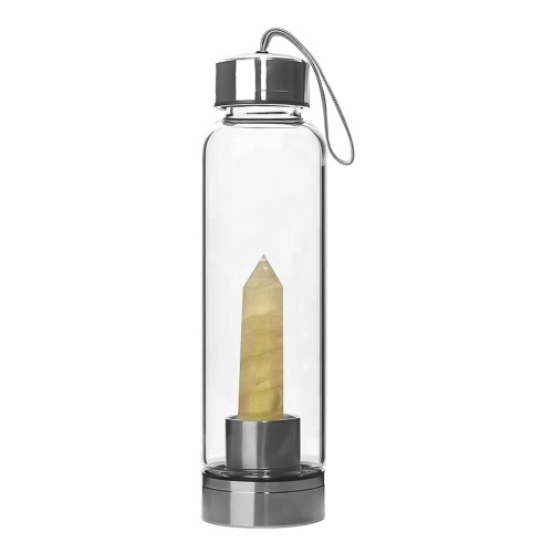 Crystal Glass Water Bottle, Water Bottle with Removable Gemstone Center Top Easy Carry Strap for Travel Office On The Go 550ml
Crystal Glass Water Bottle, Water Bottle with Removable Gemstone Center Top Easy Carry Strap for Travel Office On The Go 550ml
