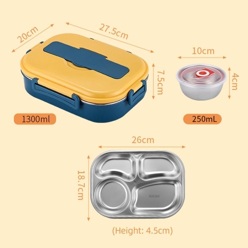 

Bento Lunch Box 4 Compartments Portable Leakproof Bento Box for Adults Students Men Women with Utensils Soup Bowl