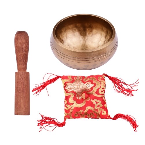Muslady Tibetan Singing Bowl Set 8.5cm caliber scale pattern bowl + 12*2cm ordinary wooden stick + 10cm red square cushion
Muslady Tibetan Singing Bowl Set 8.5cm caliber scale pattern bowl + 12*2cm ordinary wooden stick + 10cm red square cushion