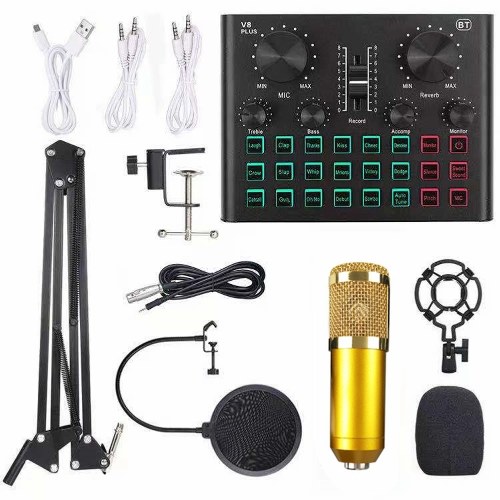 Multifunctional Live Sound Card and BM800 Suspension Microphone Kit Broadcasting Recording Condenser Microphone Set Intelligent Volume Adjustable Audio Mixer Sound Card for Computer PC Live Sound
Multifunctional Live Sound Card and BM800 Suspension Microphone Kit Broadcasting Recording Condenser Microphone Set Intelligent Volume Adjustable Audio Mixer Sound Card for Computer PC Live Sound