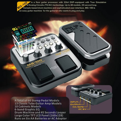 NUX MG-100 Modeling Guitar Processor Guitar Effect Pedal Drum Tuner Recorder 58 Effect 72 Preset Multi-function
NUX MG-100 Modeling Guitar Processor Guitar Effect Pedal Drum Tuner Recorder 58 Effect 72 Preset Multi-function