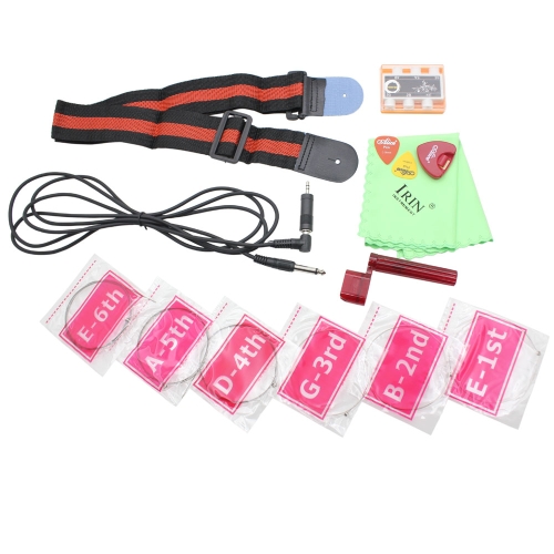 9-in-1 Electric Guitar Amp Accessory Set Kit with Cleaning Polish Cloth Guitar Strap String Winder Guitar Strings 3.5mm Male to 6. 9-in-1 Electric Guitar Amp Accessory Set Kit with Cleaning Polish Cloth Guitar Strap String Winder Guitar Strings 3.5mm Male to 6.