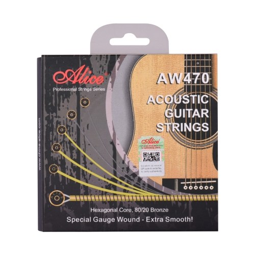 

Alice AW470-CSL Acoustic Guitar Strings Hexagonal Core & 80/20 Bronze Winding String Set Custom Super Light Tension Strings for Guitars from for 34 to 39 Inch