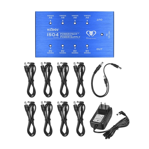 VITOOS ISO4PLUS Compact Guitar Effects Power Supply Power Pack Station 8 Isolated DC 9V Outputs Max. 500mA with Short Circuit Protection VITOOS ISO4PLUS Compact Guitar Effects Power Supply Power Pack Station 8 Isolated DC 9V Outputs Max. 500mA with Short Circuit Protection