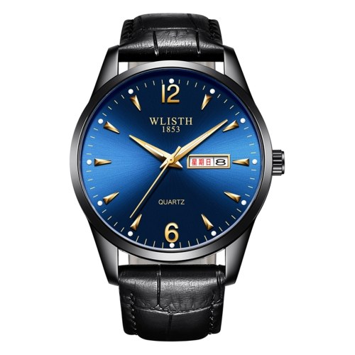 

WLISTH S946 Classic Stylish Men Quartz Wrist Watch Multifunctional Business Casual Watch with Luminous/Dual-calendar Display 30M Waterproof Stainless Steel/Leather Strap