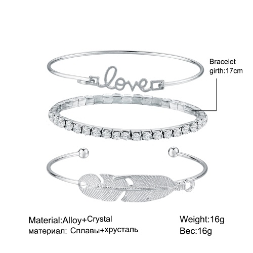 Fashion Simple 3Pcs Bracelet Set Arrow Bowknot Letters Leaf Pineapple Feather Embedded Diamond Women Bracelets
Fashion Simple 3Pcs Bracelet Set Arrow Bowknot Letters Leaf Pineapple Feather Embedded Diamond Women Bracelets