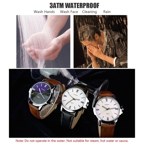 

YAZOLE Men Quartz Watch Exquisite Male Wristwatch with Blue Light Blocking Mineral Glass Accurate Time Luminous Pointer 3ATM Waterproof Business Watches Leather Strap Male Fashion Wristband