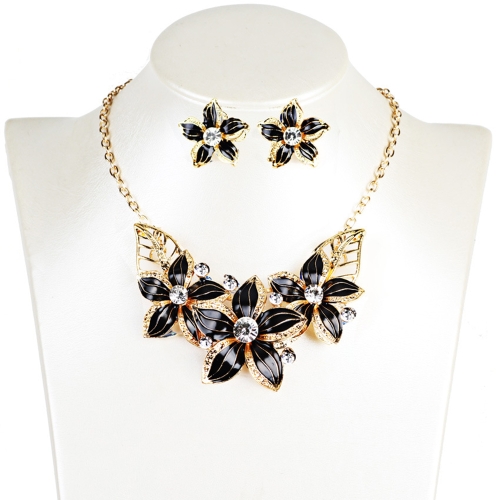 Fashion Jewelry Set Flowers Drop Diamond Short Necklace Earrings Women Party Accessory
Fashion Jewelry Set Flowers Drop Diamond Short Necklace Earrings Women Party Accessory