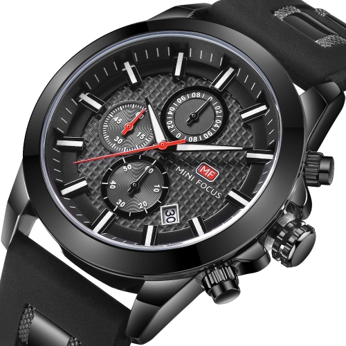 

MINI FOCUS Fashion Luminous Quartz Man Watch Water-Proof Silicone Band Men Casual Wristwatch Chrono Sports Style + Box