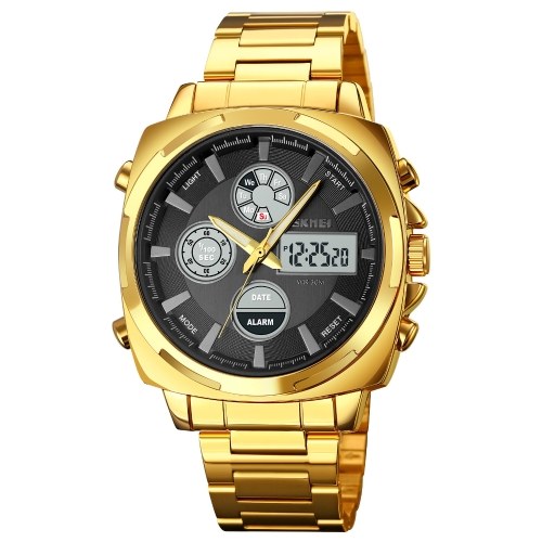 SKMEI 1673 Quartz Digital Electronic Men Watch Stylish Multifunction Dual-display Wristwatch 30M Waterproof Business Casual Watch Stopwatch/LED Luminous/Alarm/Date/Week/Hourly Chime
SKMEI 1673 Quartz Digital Electronic Men Watch Stylish Multifunction Dual-display Wristwatch 30M Waterproof Business Casual Watch Stopwatch/LED Luminous/Alarm/Date/Week/Hourly Chime