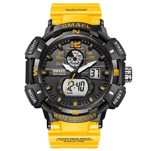 SMAEL 8045 Multifunctional Sport Men Wrist Watch 50M Waterproof Quartz+Digital Electronic Watch with Luminous/Alarm/Stopwatch/Week/Date Display
SMAEL 8045 Multifunctional Sport Men Wrist Watch 50M Waterproof Quartz+Digital Electronic Watch with Luminous/Alarm/Stopwatch/Week/Date Display