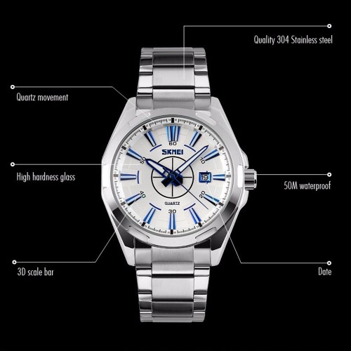 SKMEI 2016 Brand New Luxury Business Watch For Men Analog Steel Silver Watches Fashion Casual Wristwatches
SKMEI 2016 Brand New Luxury Business Watch For Men Analog Steel Silver Watches Fashion Casual Wristwatches
