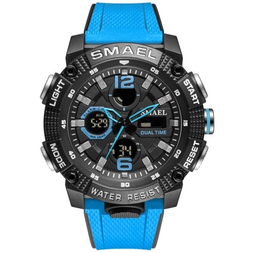 SMAEL 8039 Multifunctional Sport Men Students Wrist Watch 50M Waterproof Quart+Digital Dual-display Watch with Luminous/Alarm/Stopwatch/Week/Date
SMAEL 8039 Multifunctional Sport Men Students Wrist Watch 50M Waterproof Quart+Digital Dual-display Watch with Luminous/Alarm/Stopwatch/Week/Date