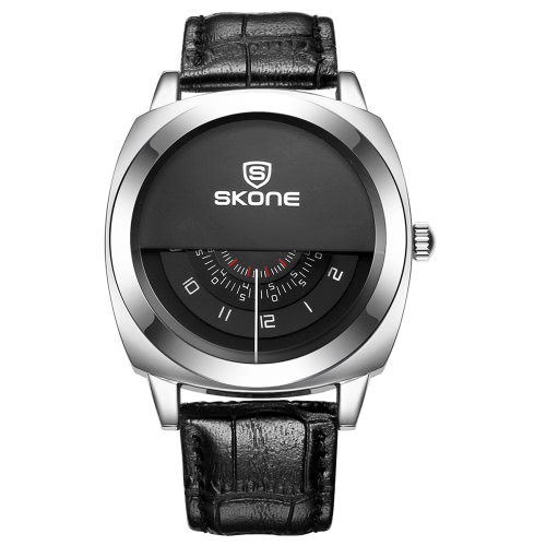 Skone Three Dial One H/Min/S Hand Water-proof Leather Quartz Analog Watch
