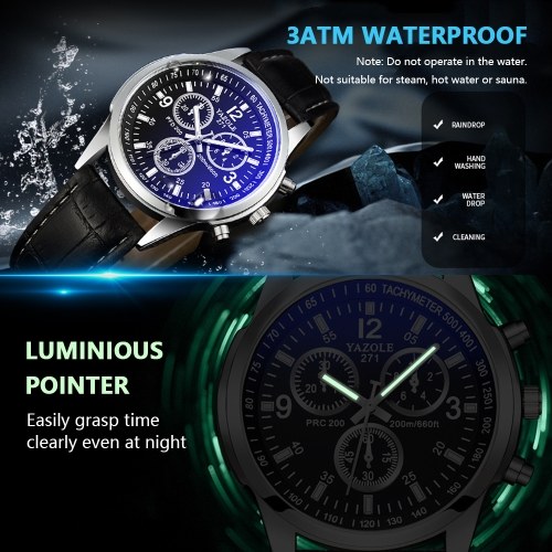 YAZOLE Men Quartz Watch Exquisite Male Wristwatch with Blue Light Blocking Mineral Glass Accurate Time Luminous Pointer 3ATM Waterproof Business Watches Leather Strap Male Fashion Wristband
YAZOLE Men Quartz Watch Exquisite Male Wristwatch with Blue Light Blocking Mineral Glass Accurate Time Luminous Pointer 3ATM Waterproof Business Watches Leather Strap Male Fashion Wristband