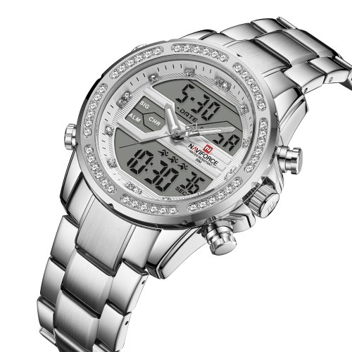 NAVIFORCE Quartz Digital Electronic Men Watch Dual Time Date Week Display Backlight 3ATM Waterproof Male Luxury Watches Fashion Masculine Wristband for Daily Life Business Men's Gifts
NAVIFORCE Quartz Digital Electronic Men Watch Dual Time Date Week Display Backlight 3ATM Waterproof Male Luxury Watches Fashion Masculine Wristband for Daily Life Business Men's Gifts